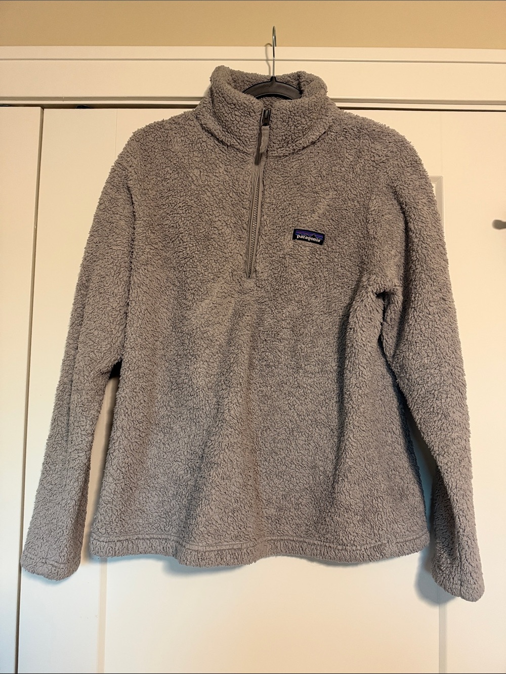 Patagonia Light Gray Sherpa Quarter-Zip Pullover